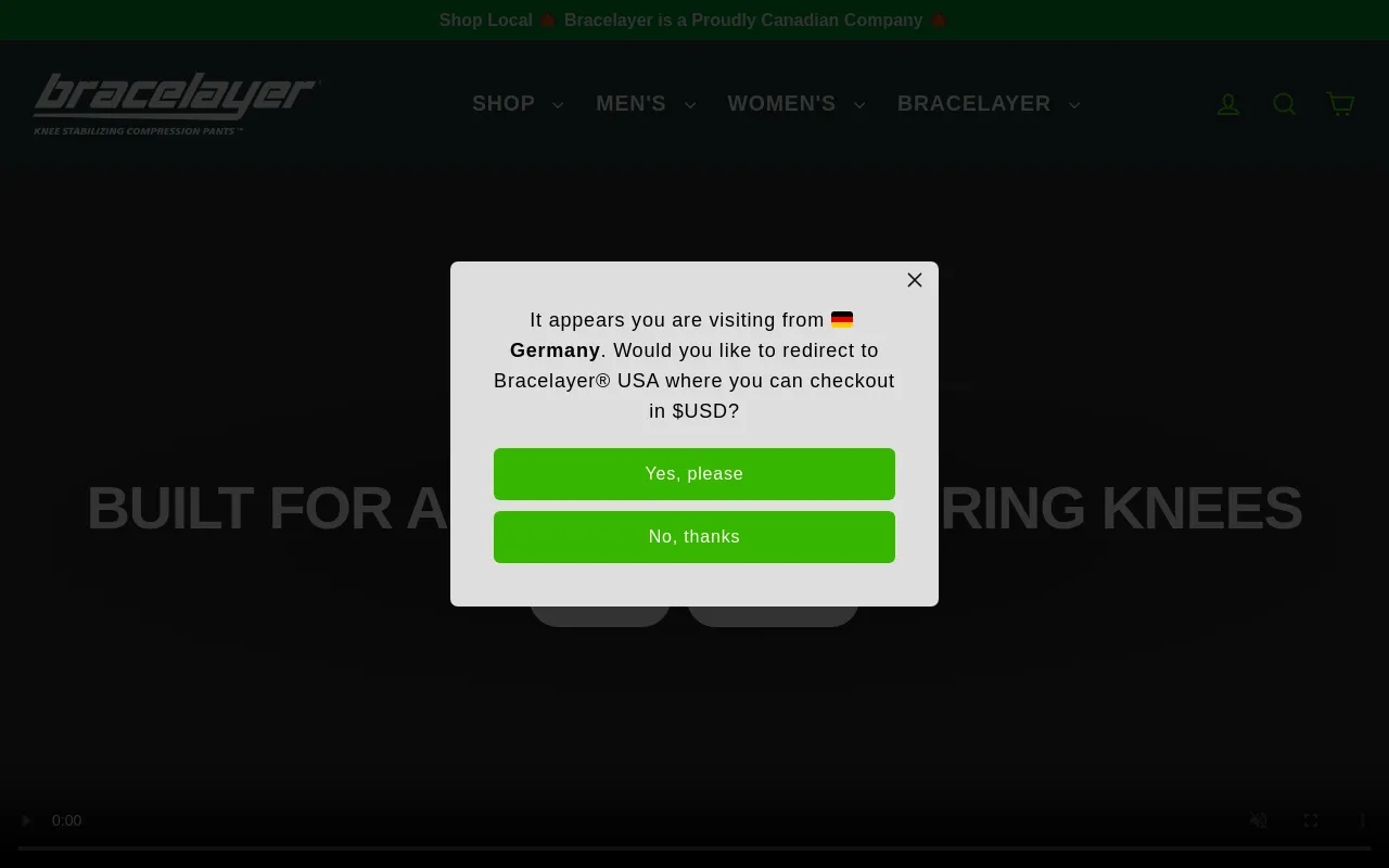 Bracelayer® Canada | Knee Compression Pants screenshot