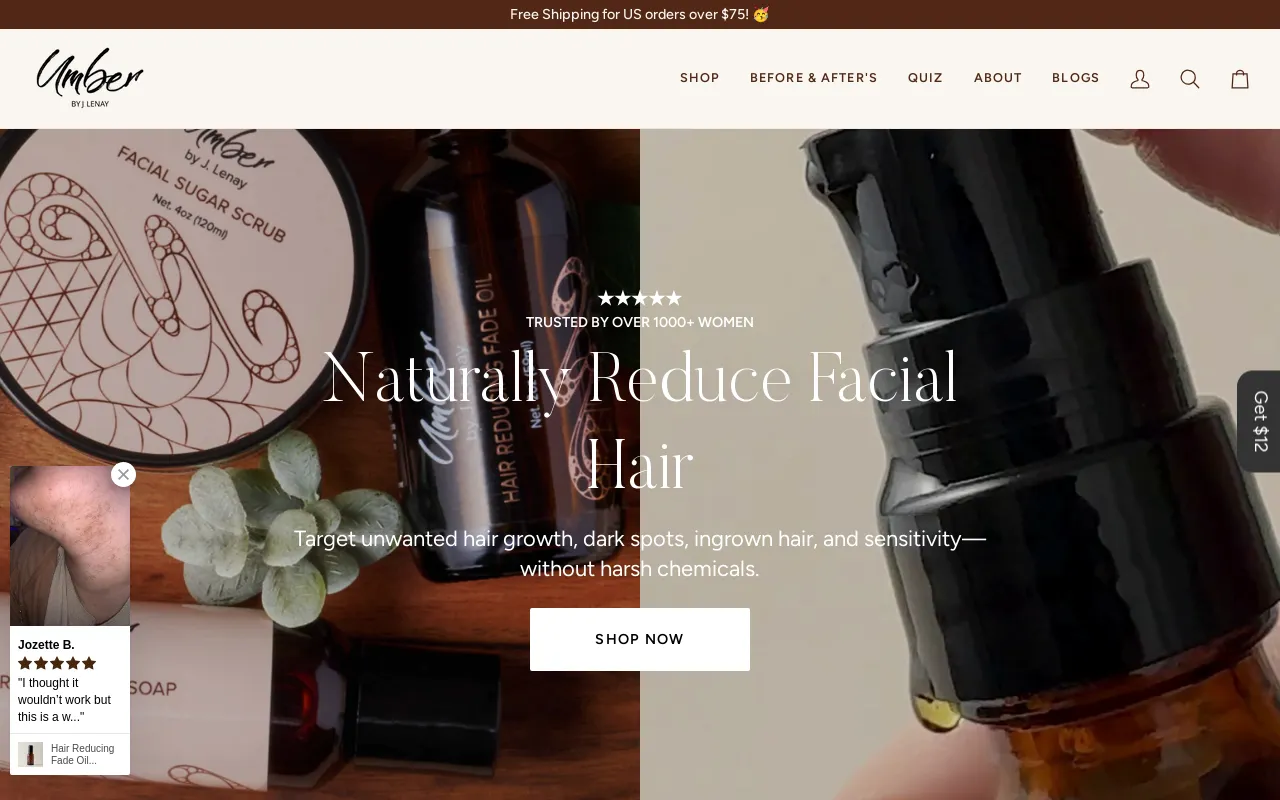 Umber By J Lenay | Reducing Excessive Hair Naturally screenshot