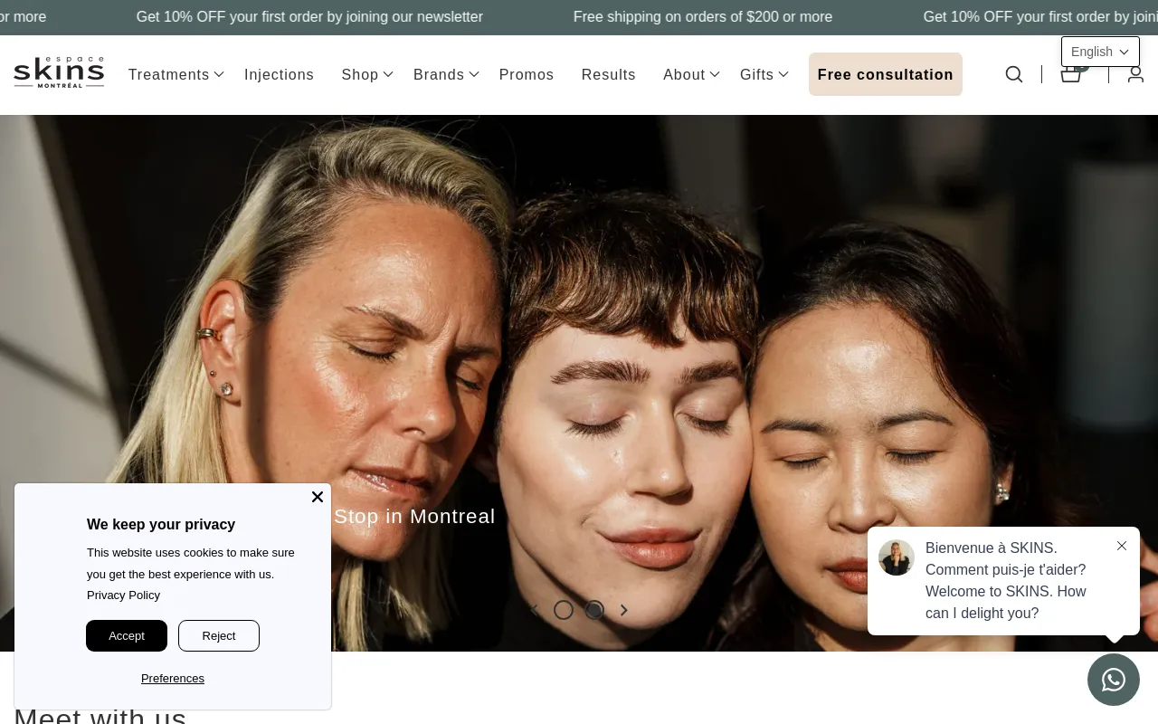 Espace Skins Montreal website screenshot