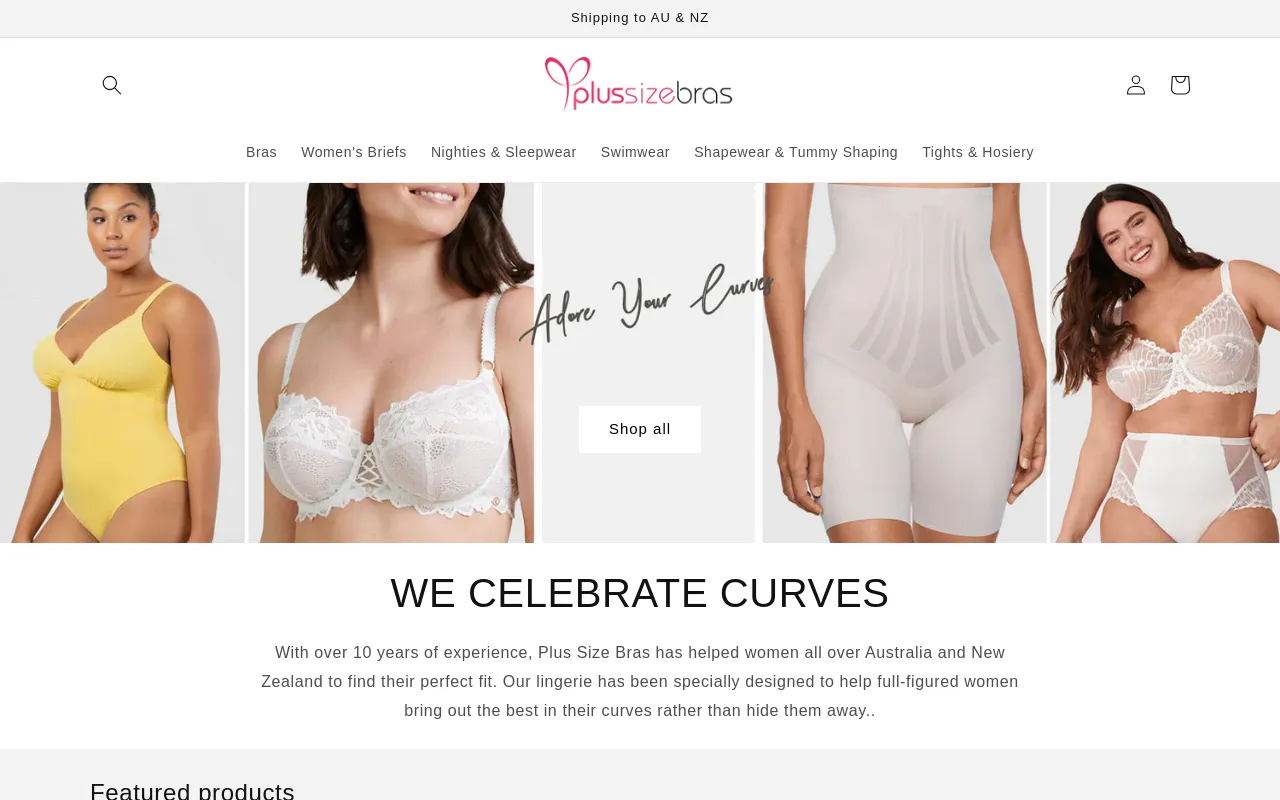 PlusSizeBras Australia Online screenshot