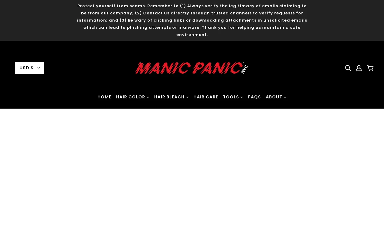 Manic Panic Europe website screenshot
