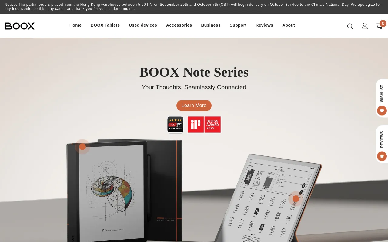 shop.boox.com screenshot
