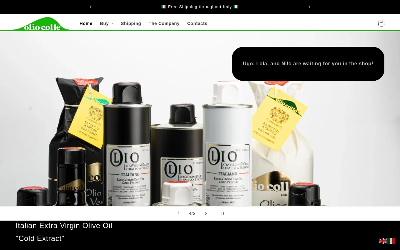Olio Colle website screenshot