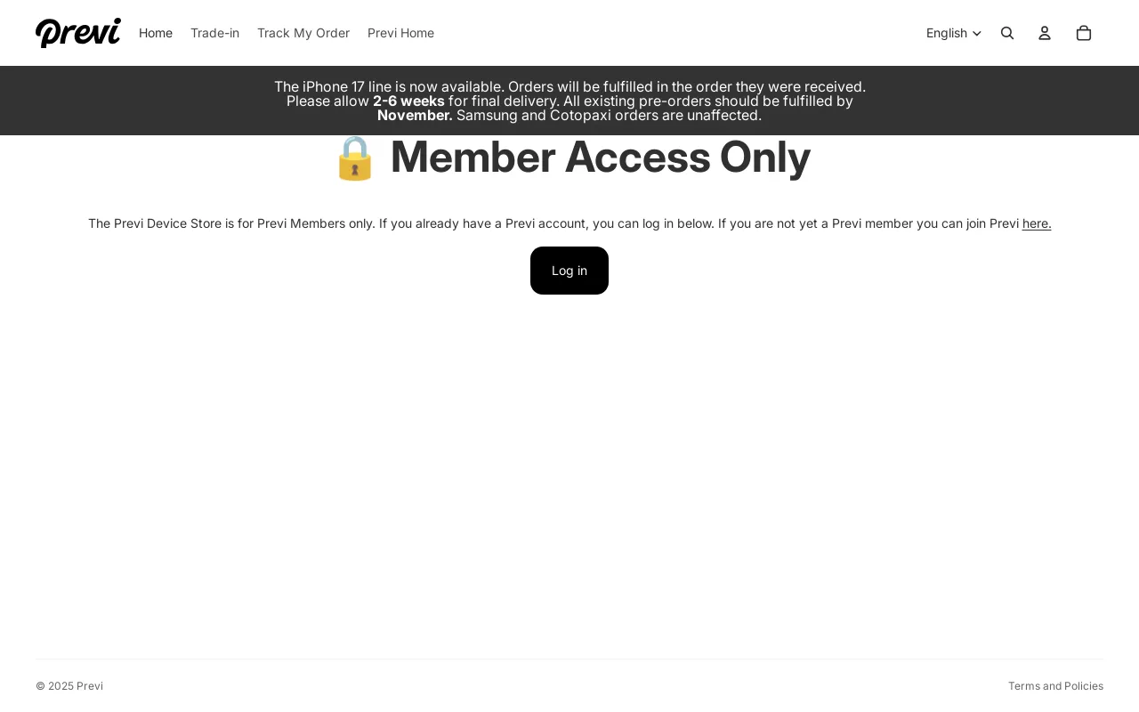 Previ website screenshot