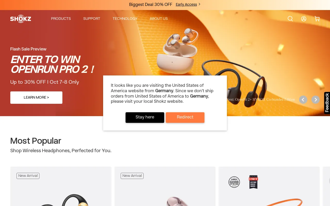 Shokz US screenshot