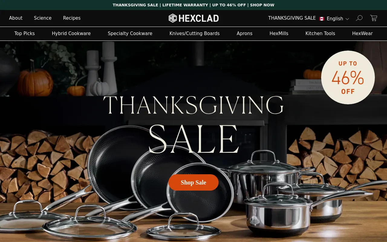 HexClad Cookware Canada screenshot