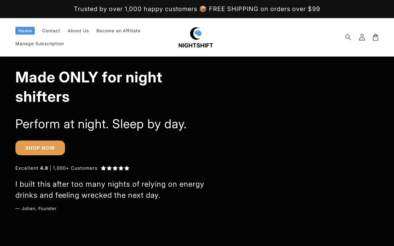Nightshift website screenshot
