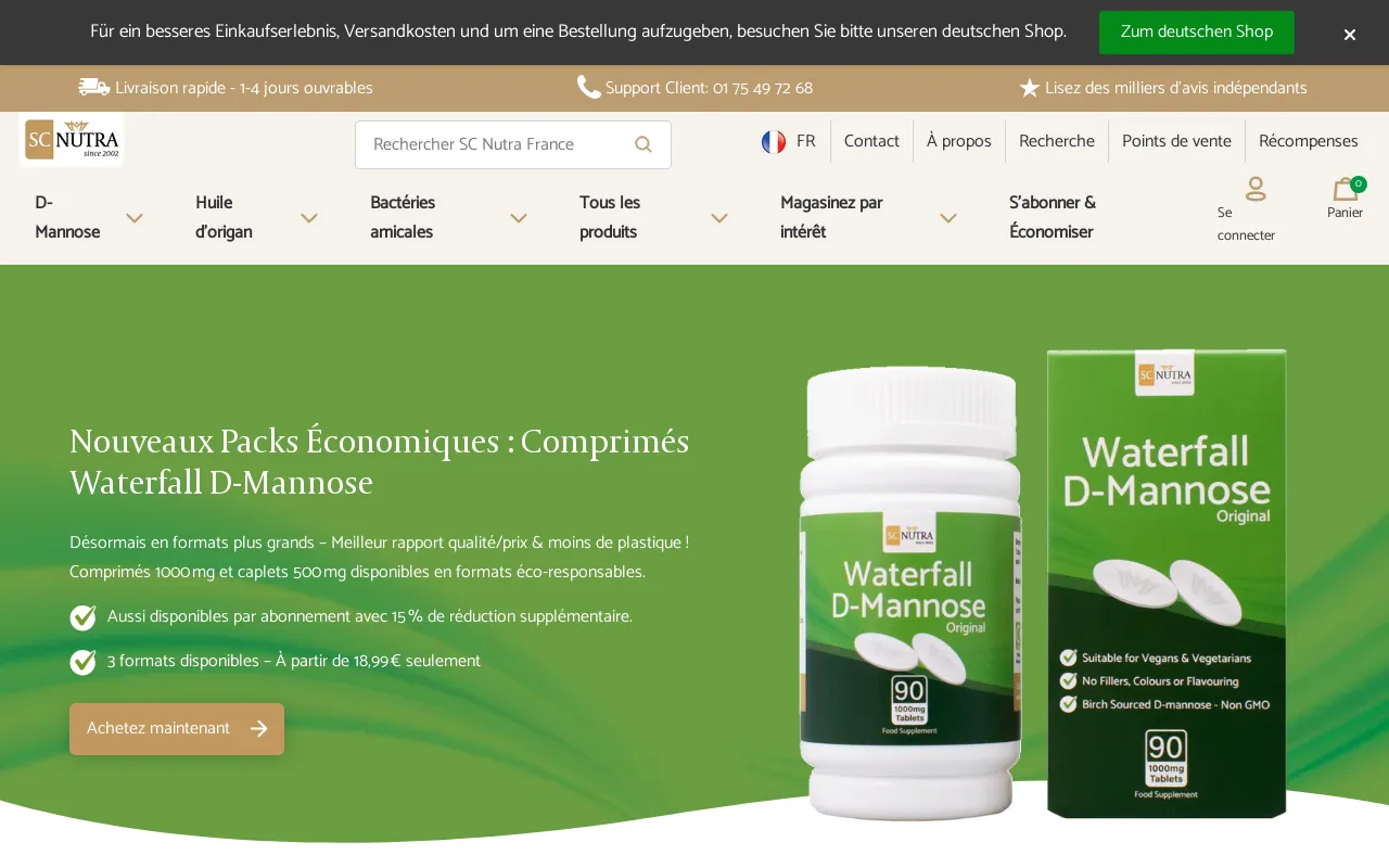 SC Nutra Europe website screenshot