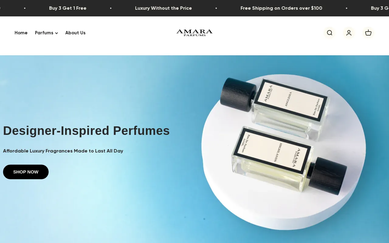 Amara Parfums website screenshot