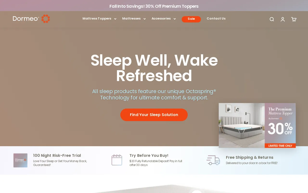 Dormeo USA screenshot