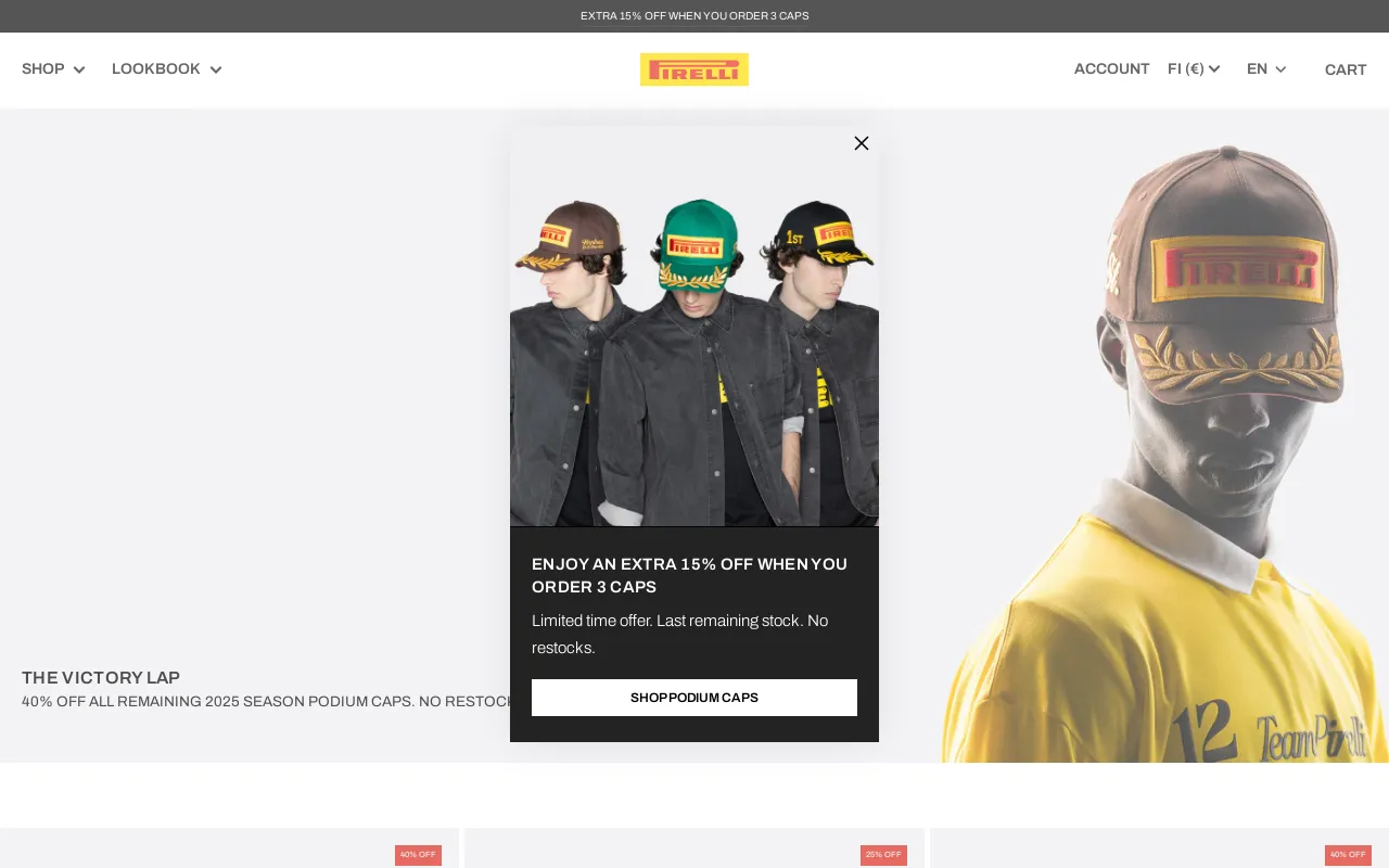 Pirelli Store screenshot