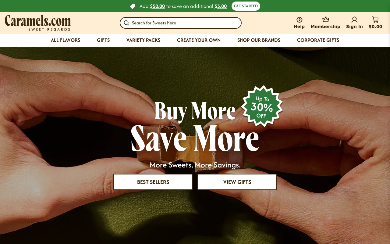 Caramels.com screenshot