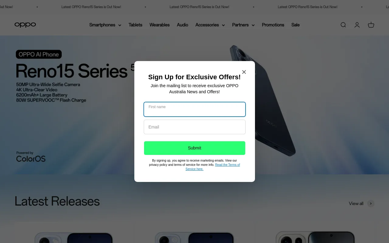 OPPO Australia screenshot