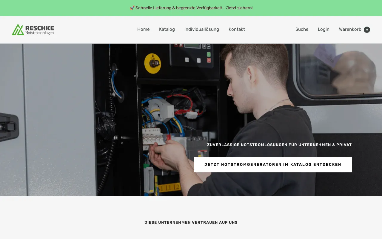 Reschke Notstromanlagen website screenshot
