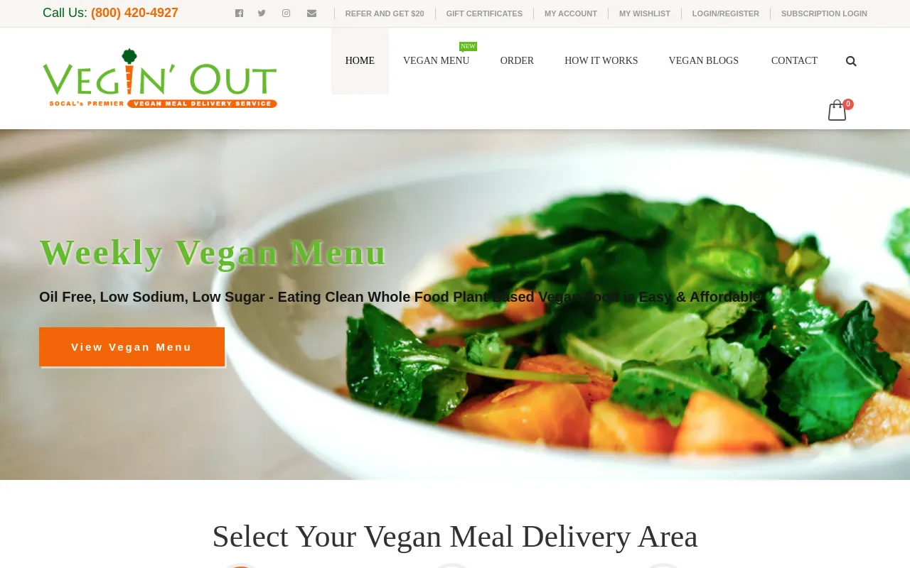 Vegin' Out website screenshot