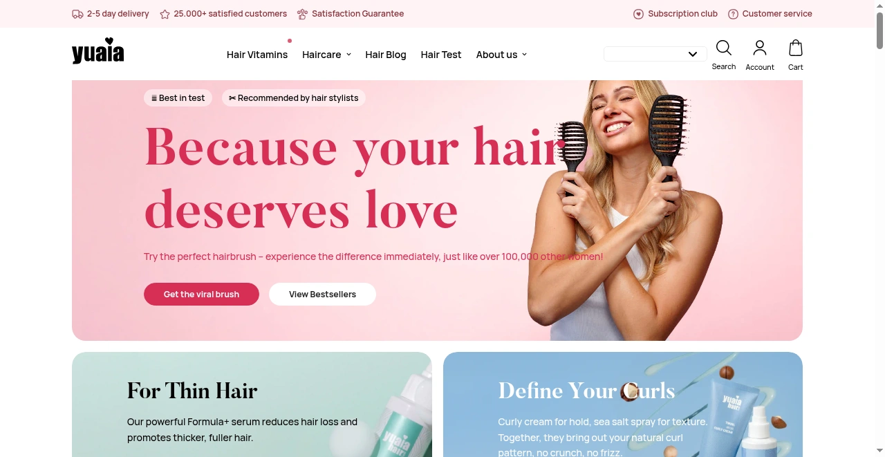 Yuiaia Haircare.com screenshot