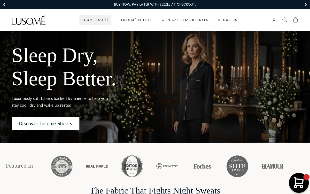 Lusome Sleep website screenshot