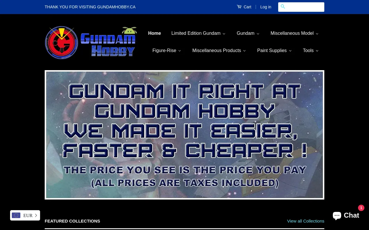GundamHobby.ca website screenshot