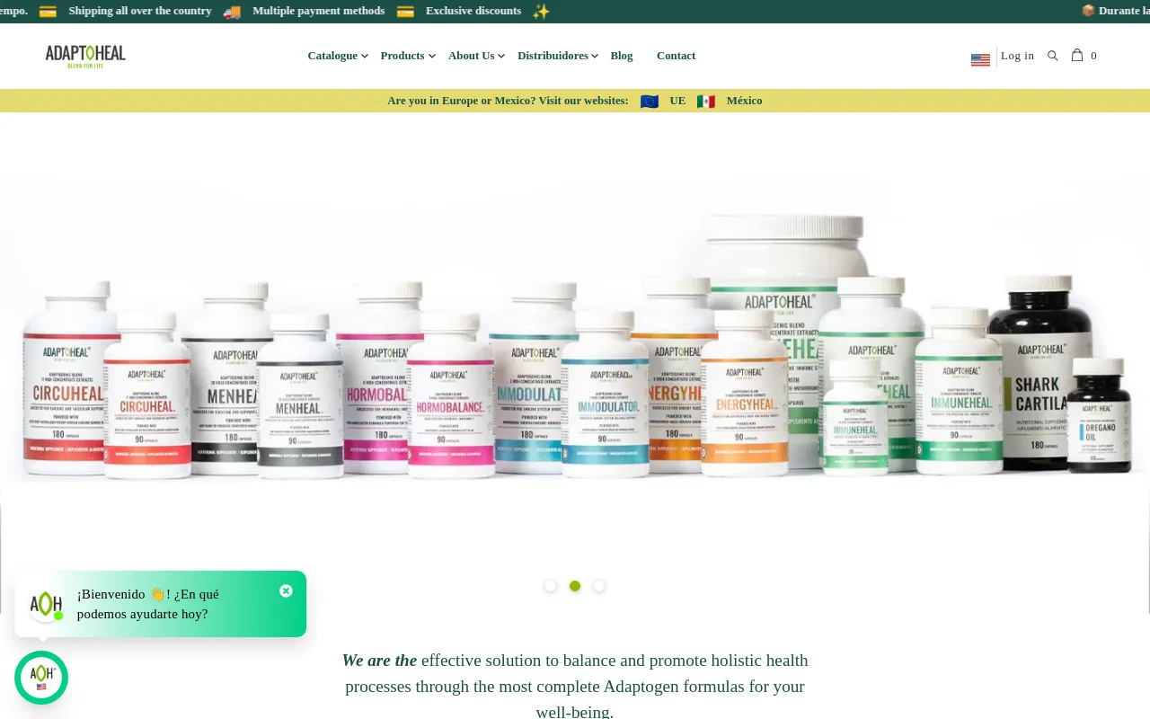 ADAPTOHEAL US website screenshot