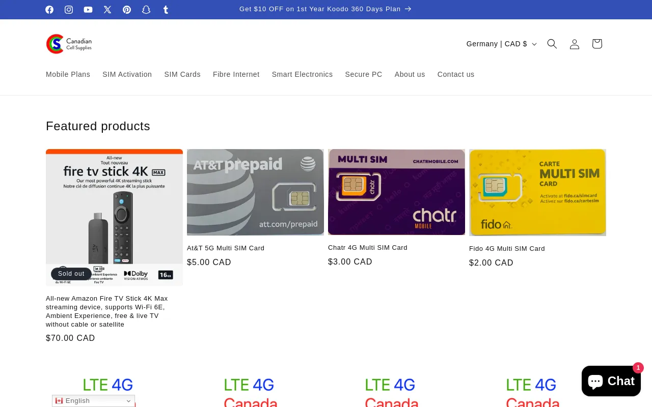 Canadian Cell Supplies screenshot