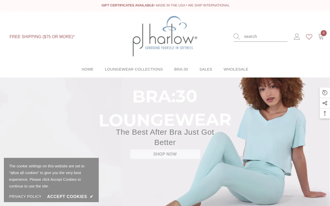 PJ Harlow Online Store screenshot