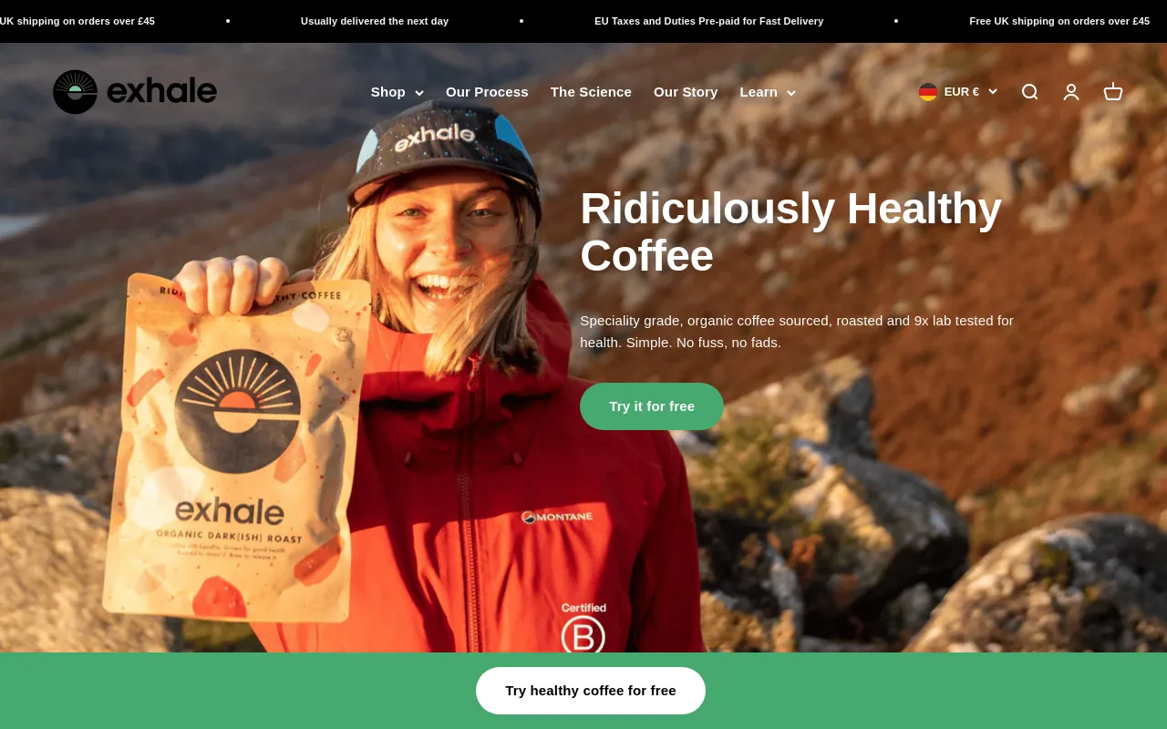 Exhale Healthy Coffee screenshot