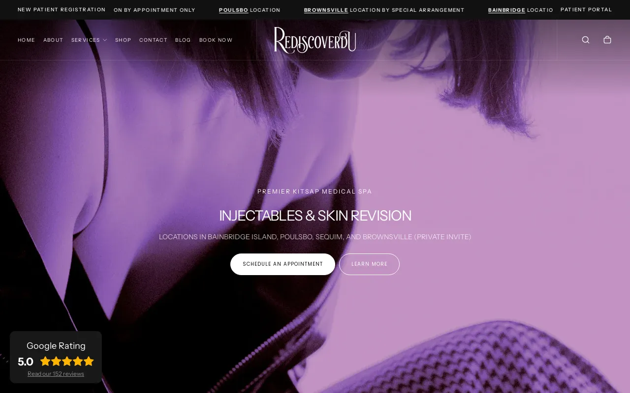 RediscoverdU Medical Spa website screenshot