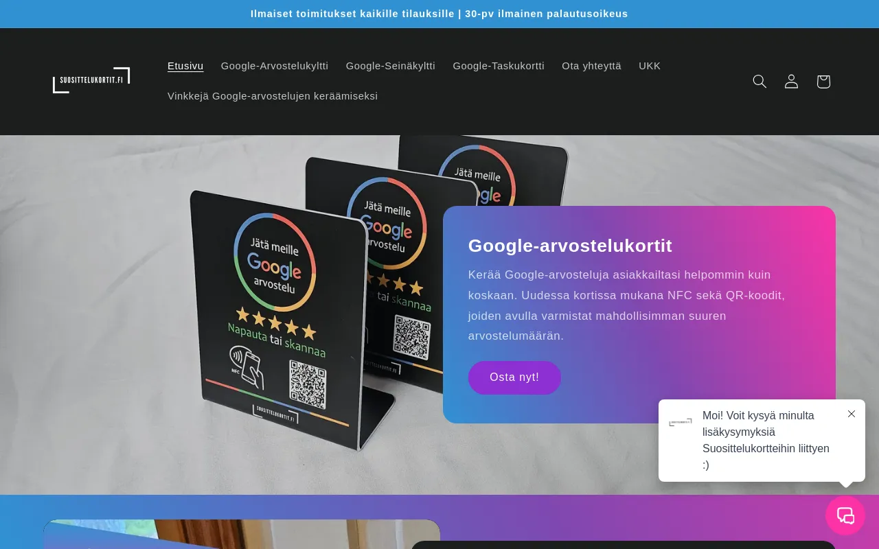 Suosittelukortit screenshot