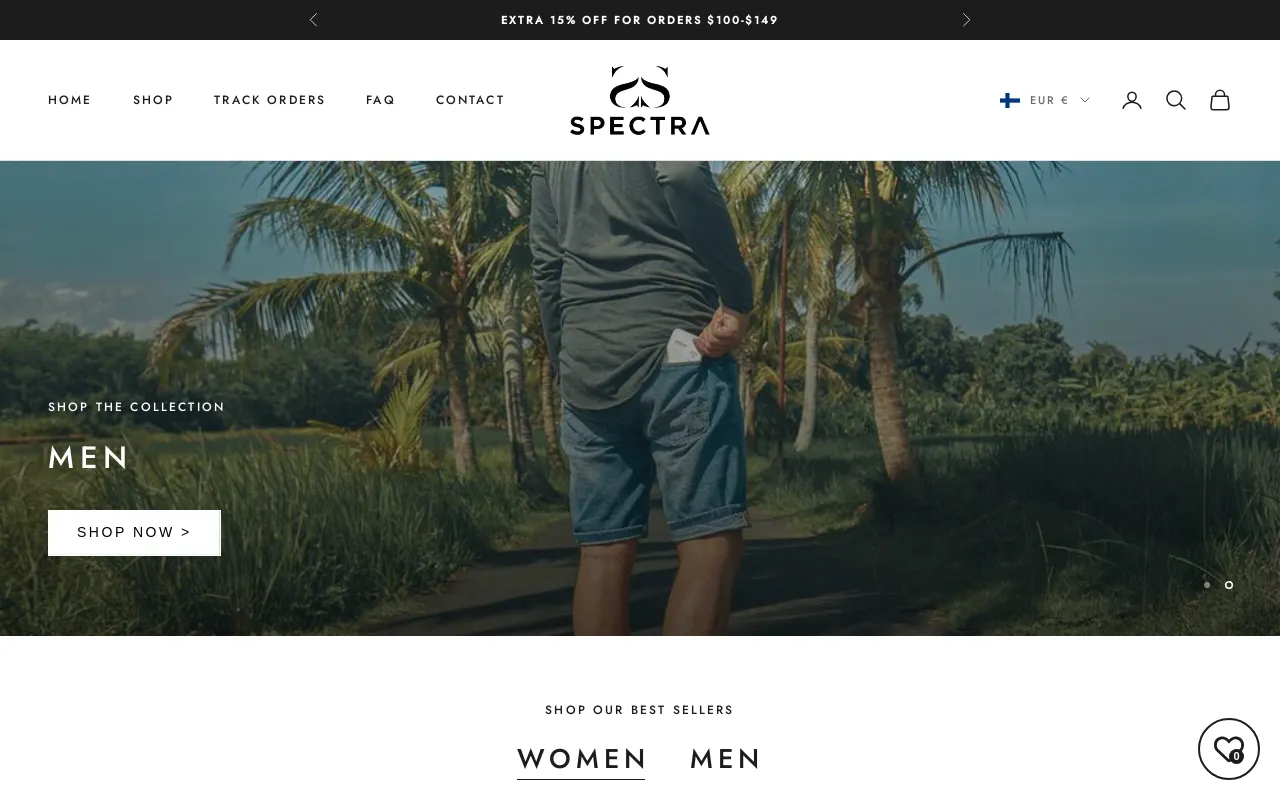 Spectra website screenshot