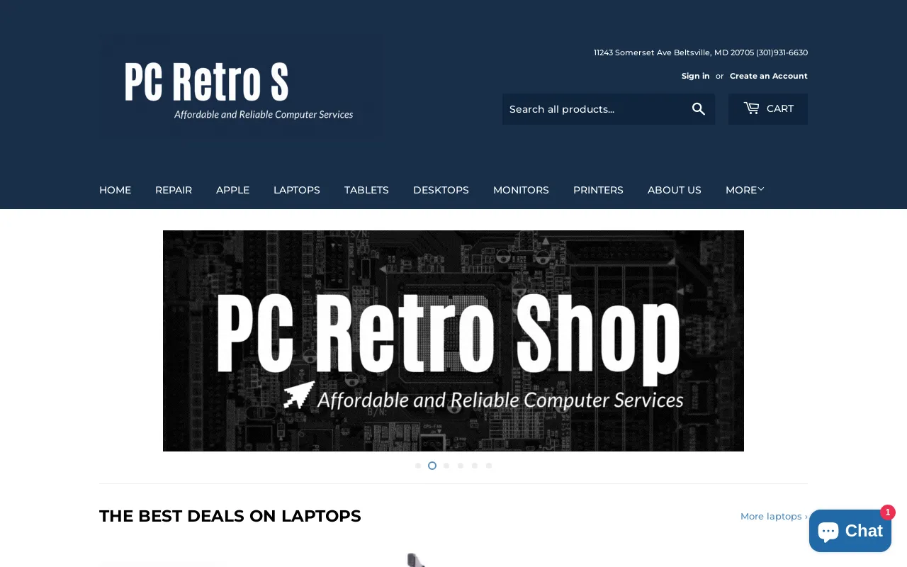 PC Retro Shop website screenshot