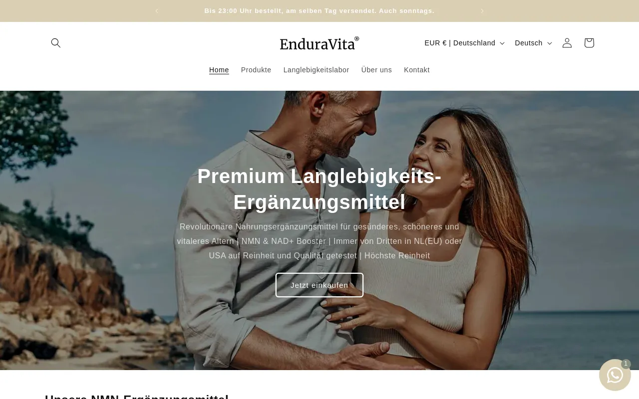 EnduraVita | Longevity Supplements screenshot