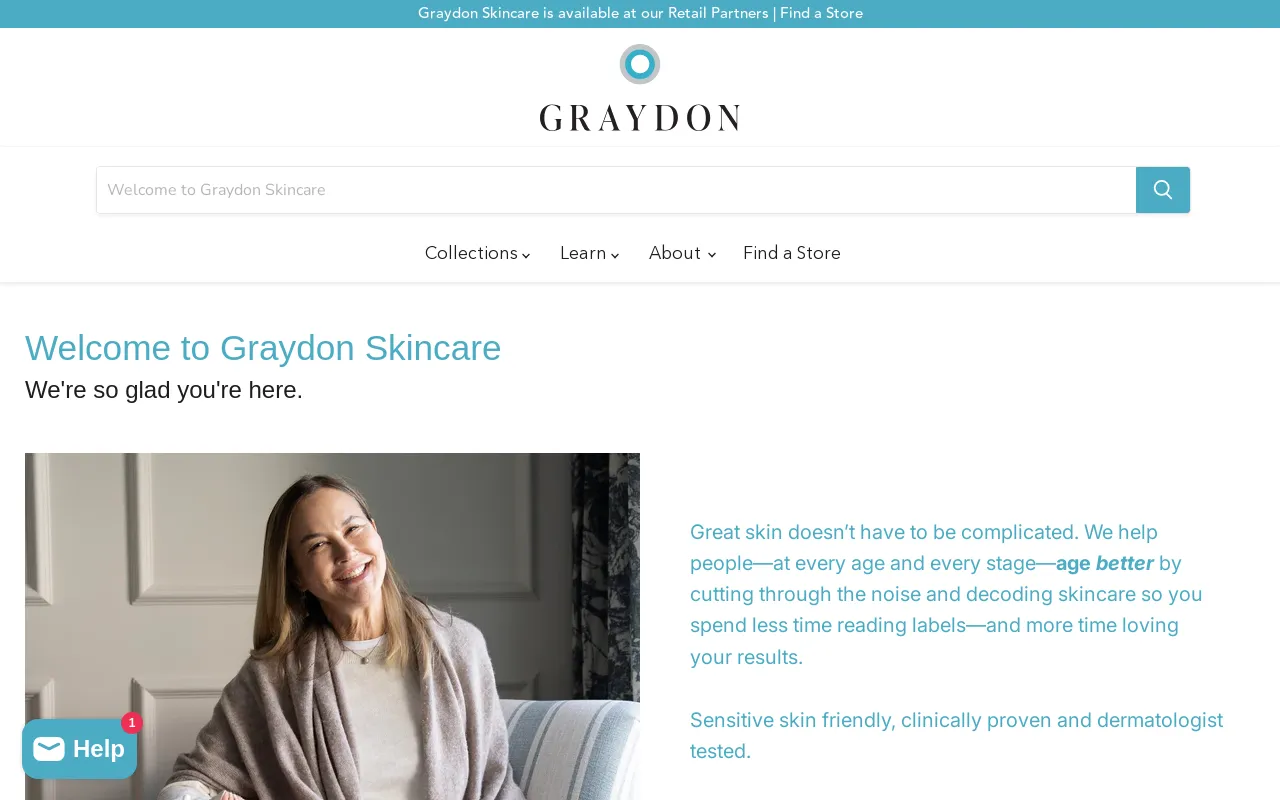 Graydon Skincare website screenshot