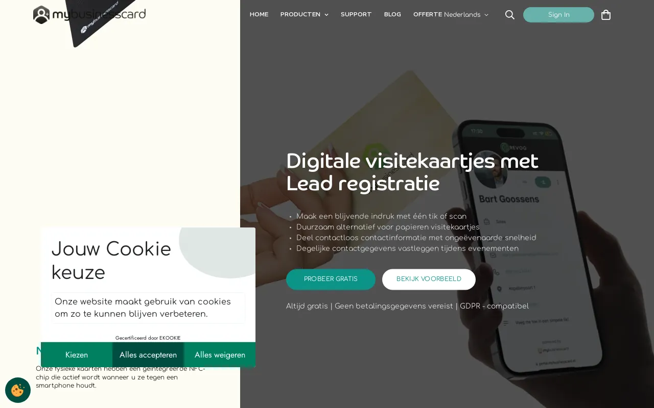 Mybusinesscard website screenshot