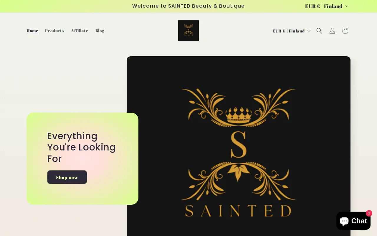 Sainted website screenshot