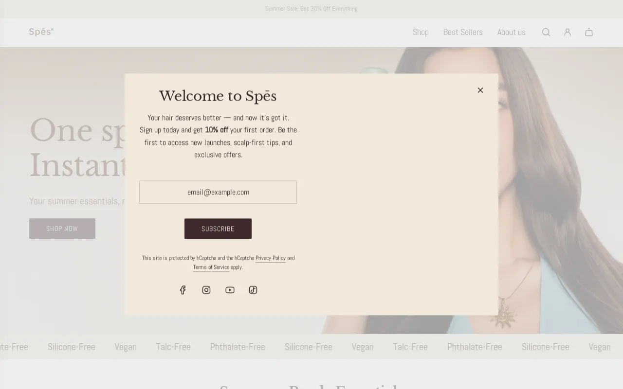 Spēscare website screenshot