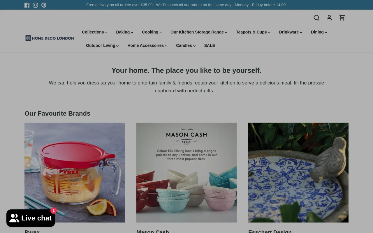 Home Deco London website screenshot