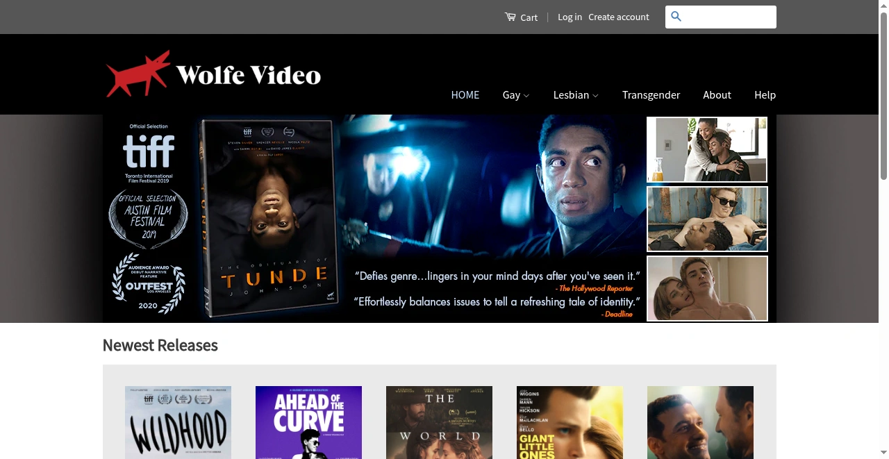 Wolfe Video Store website screenshot