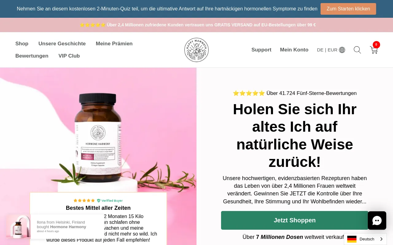 Happy Mammoth EU website screenshot