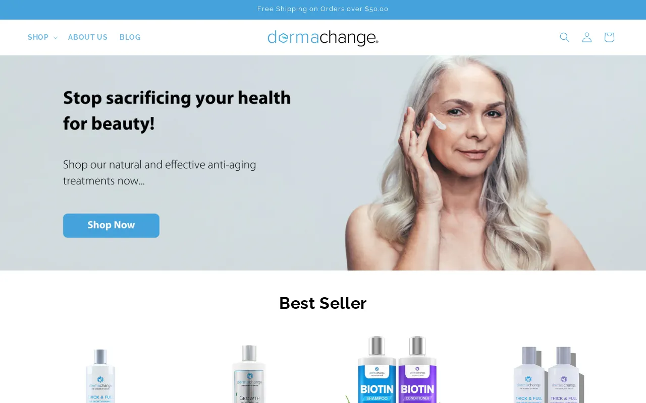 DermaChange website screenshot