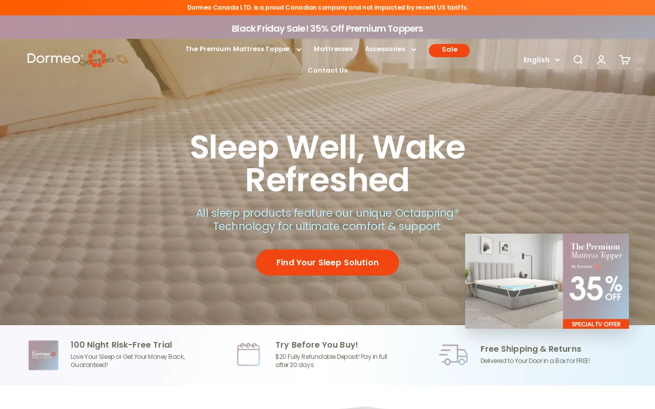 Dormeo Canada screenshot