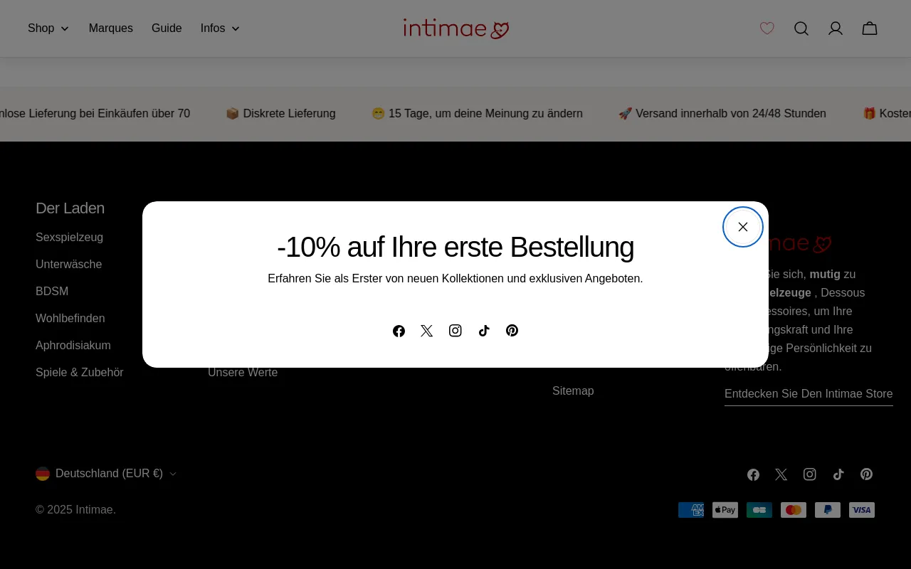 Intimae website screenshot