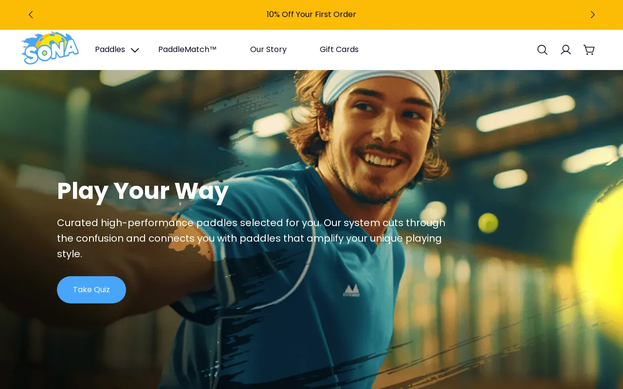 Sona Pickleball website screenshot