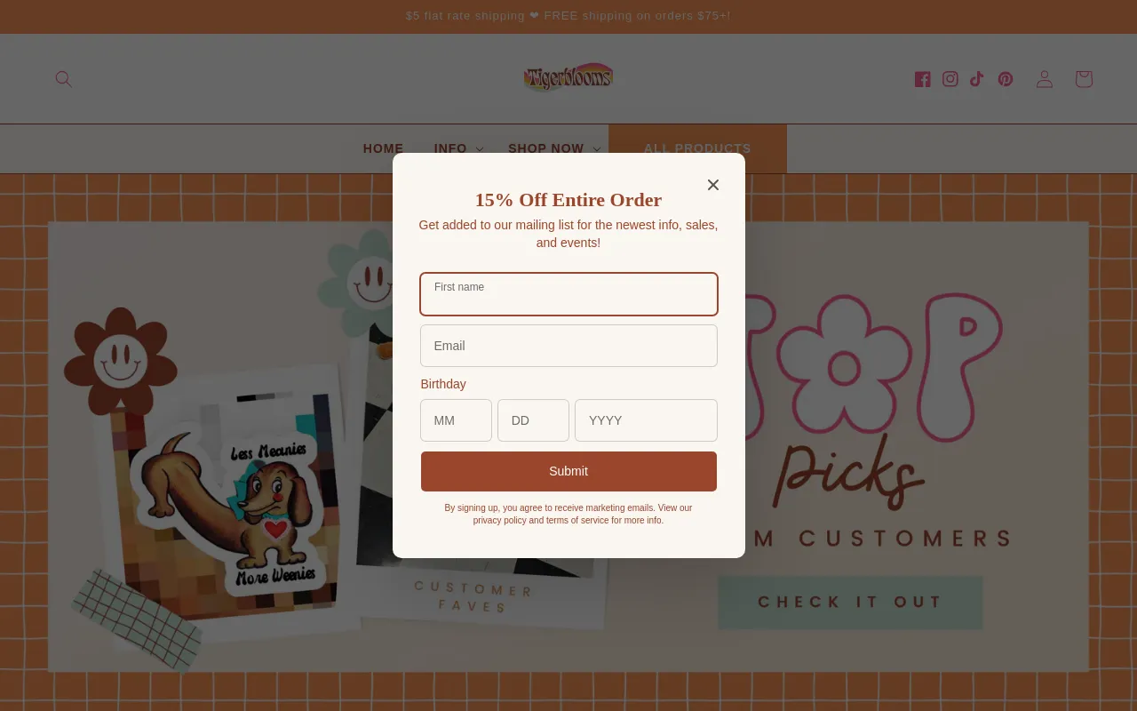 Tigerblooms Gift Shop screenshot