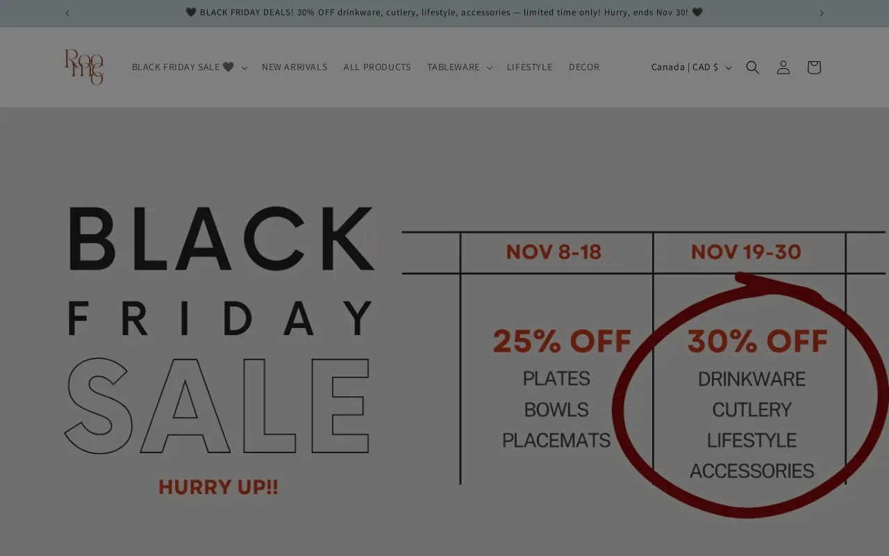 Roomco Home website screenshot