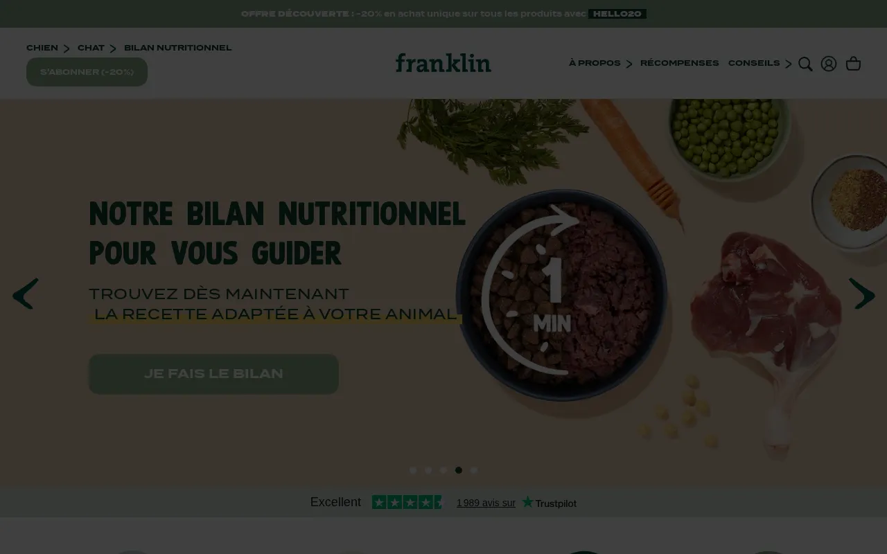 franklinpetfood.com screenshot