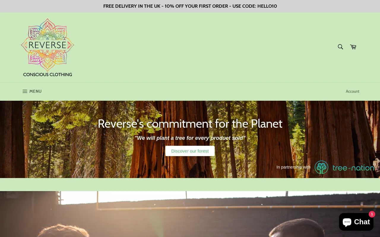 Reverse Conscious Clothing website screenshot