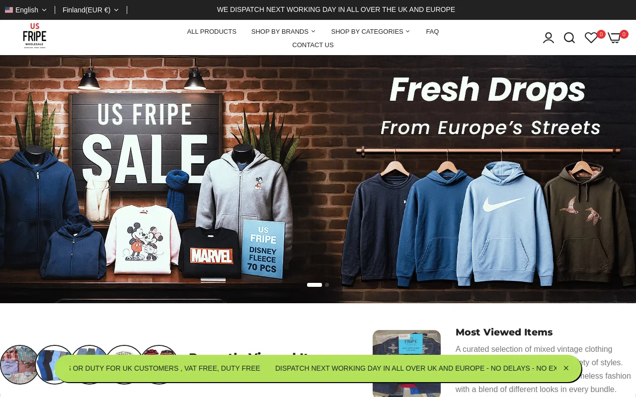 US Fripe Wholesale website screenshot