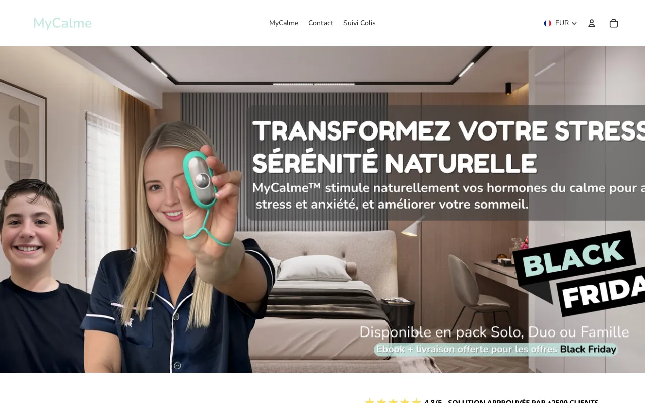 MyCalme website screenshot