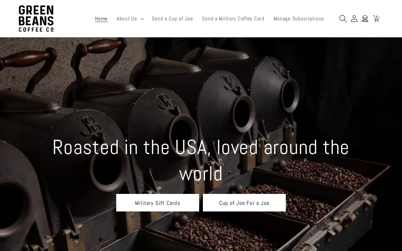 Green Beans Coffee website screenshot