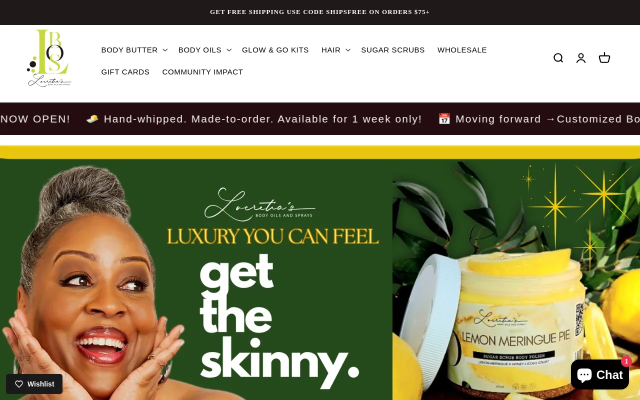 Lucretia's Body Oils & Sprays screenshot